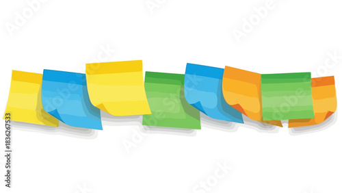 Colorful Sticky Notes Arranged in a Row for Communication and Organization