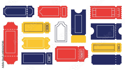 Colorful Collection of Event Tickets Admission and Entry Pass Clipart