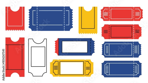 Vibrant Assortment of Blank Template Tickets for Various Events, Entertainment, and Admission Purposes in a Vector Design Collection