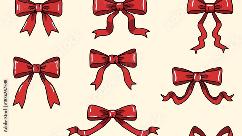 Festive Set of Elegant Red Bows A Decorative Celebration
