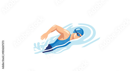 Dynamic swimmer in action illustration for sports design and fitness concepts