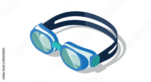 Blue and white swimming goggles illustration for sports and fitness design