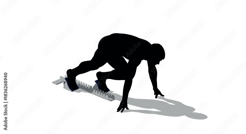 Obraz premium Athlete in starting position silhouette for sports event design