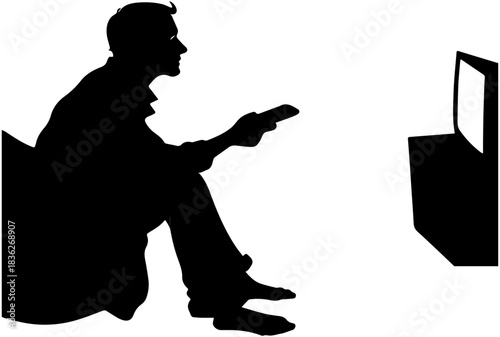 Watching Television – Leisure Silhouette Art