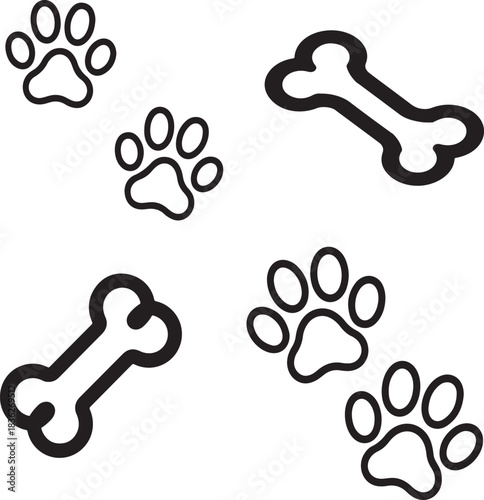 Dog paw prints and bones seamless pattern for animal lovers design
