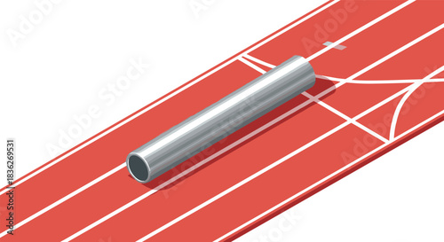 Relay race concept with baton on running track for sporting event design