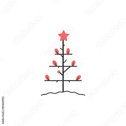Minimalist Christmas tree icon with star topper
