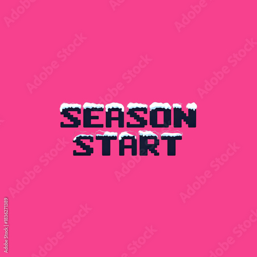 Vibrant snow-capped text announces winter season start