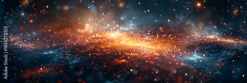 Cosmic panorama of vibrant nebulae and distant galaxies in deep space