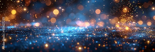 Panoramic Bokeh Lights Abstract Background With Sparkles And Glow