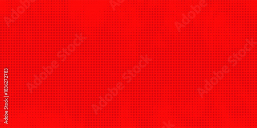 Abstract dots halftone red color pattern gradient texture with technology digital background. Pop art comics style.