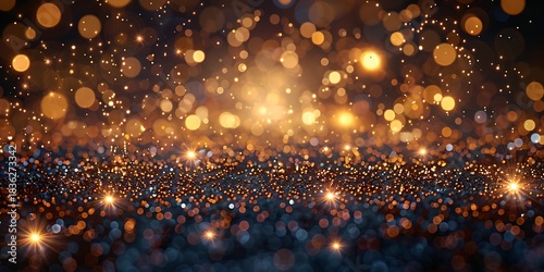 Panoramic bokeh lights effect and abstract shimmering particles