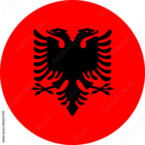 Albania flag vector.  Albania on circle flag. Albania flag for education, infographics, political materials, presentations, web graphics, and print projects