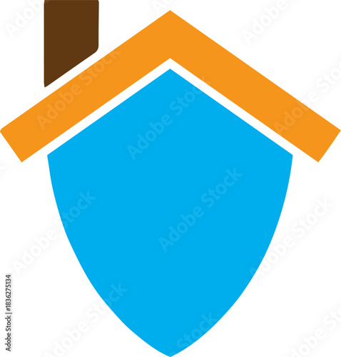 House roof shield icon, home security property insurance vector symbol
