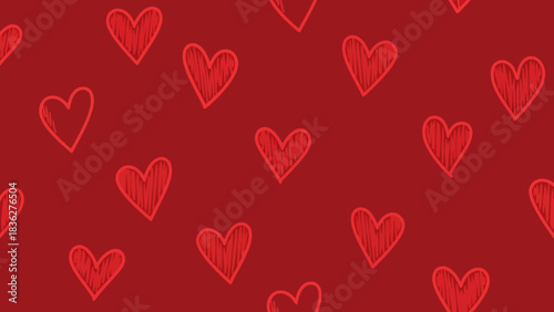 Romantic Red Hearts Pattern A Seamless Background of Hand-Drawn Love Symbols for Valentine's Day and Celebrations