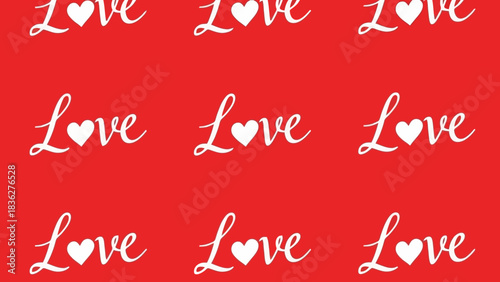 Love heart seamless pattern on red background for Valentine's Day design