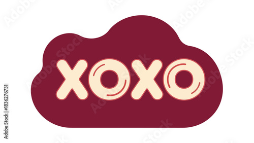 A charming retro illustration of XOXO, signifying hugs and kisses. This vintage-style typographic design is perfect for expressing love and affection