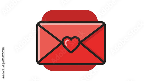 A red envelope with a heart shape on it, symbolizing love letters or Valentine's Day messages