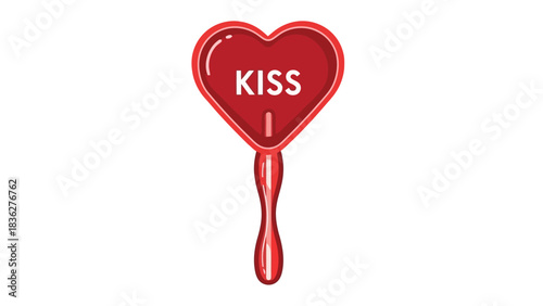 Sweet red heart-shaped lollipop with a "KISS" message, perfect for expressing love, affection, and romantic sentiments on special occasions or as a delightful treat
