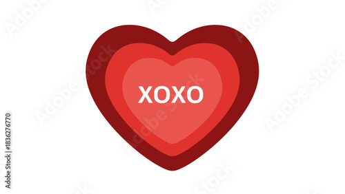 Valentine's Day Heart Icon XOXO in Red and White - Expressing Love, Affection, and Romance