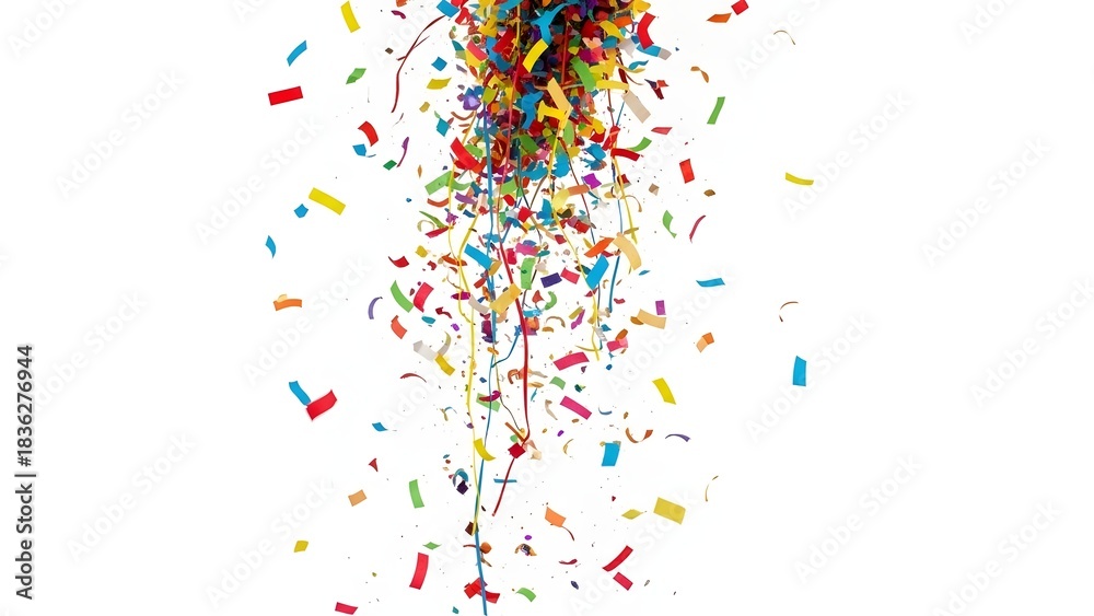 Fototapeta premium Confetti Shower: A vibrant display of colorful confetti raining down, creating a festive and celebratory atmosphere, perfect for events and joyful moments.