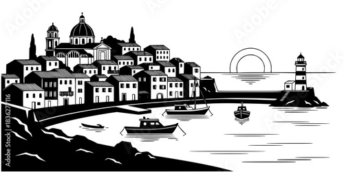 Mediterranean Coastal Winter Escape Silhouette