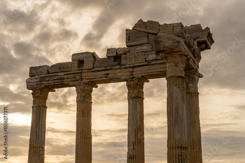 Close-Up View of the Temple of Apollo Columns in Side, Turkey