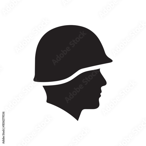 Silhouette of a soldier s head wearing a helmet symbolizing military service protection and remembrance