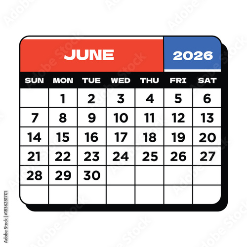 Calendar For The Month of June 2026