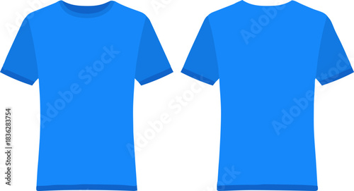blank blue t shirt front back template vector mockup design