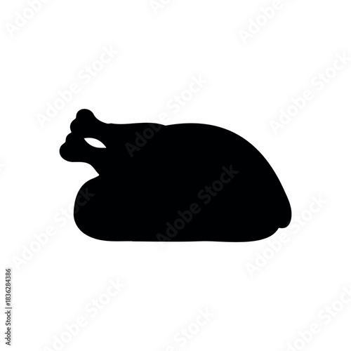 Roasted turkey silhouette vector flat illustration design.