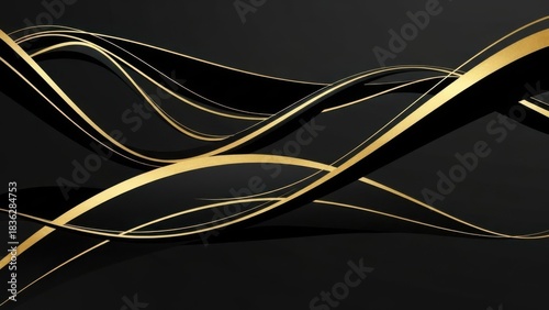 Elegant Golden Waves on Black Abstract Background