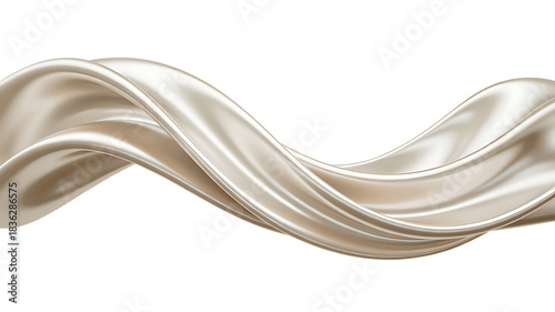 Elegant flowing white silk fabric with soft folds and curves isolated on transparent background