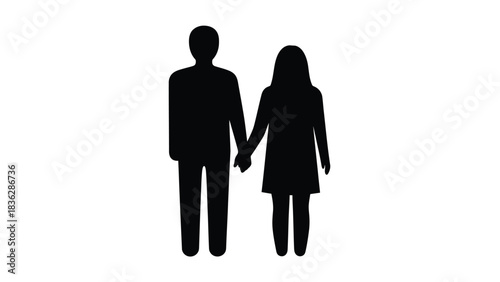 Couple holding hands together silhouette