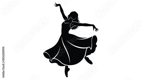 Woman dancing freely with flowing dress