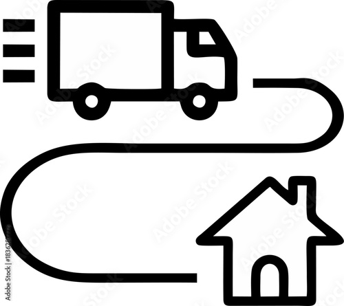 Delivery Truck Route to Home Logistics Icon