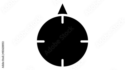 Navigation compass rose symbol with directional arrow indicating north, abstract representation of direction, guidance,