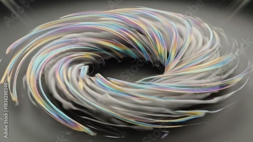 Iridescent Smoke Vortex — Oil-Sheen Volumetric 4K Stock Footage