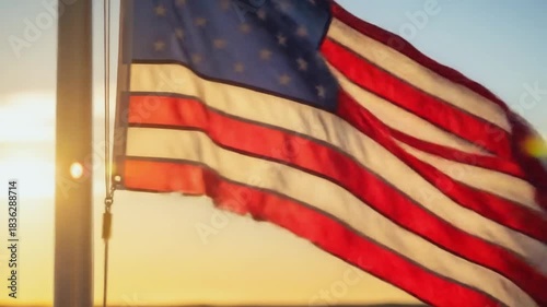 Cinematic American Flag Waving — Photoreal Fabric Close-Up 4K Stock Footage