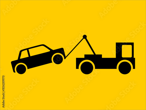 Truck Towing vector illustration on yellow background