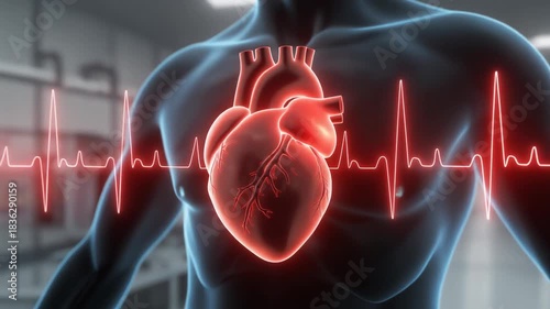 3D human heart beating with irregular rhythm