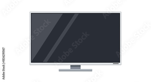 Modern Flat Screen Television with Blank Dark Display on White Background