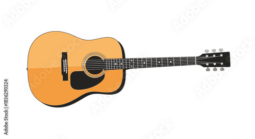 Acoustic guitar with a clean white background.