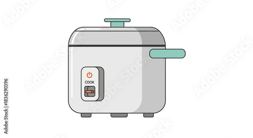 Modern rice cooker with clean design and power button