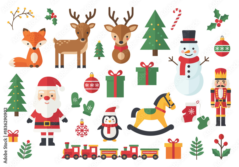 Fototapeta premium Flat design Christmas illustration