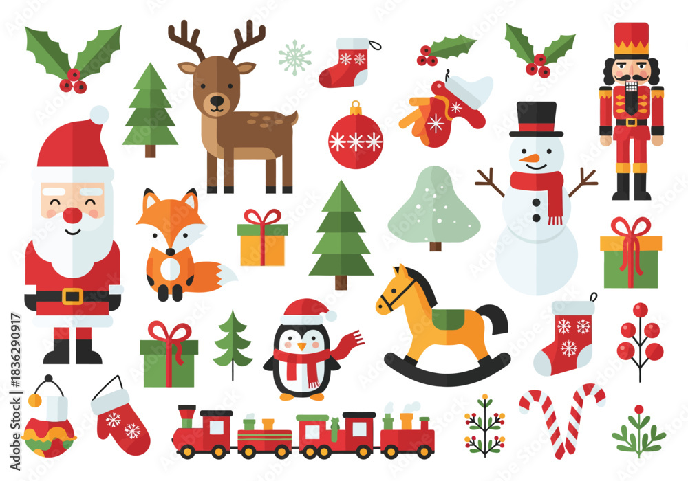 Naklejka premium Flat design Christmas illustration