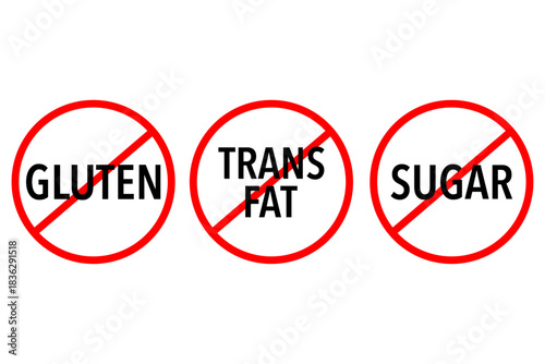 NO GLUTEN-NO TRANS FAT-NO SUGAR VECTOR ICON