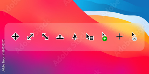 UI cursor icons on colorful gradient background