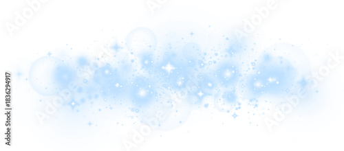 Dusty sparkles and glowing stars fill the background with festive brilliance.