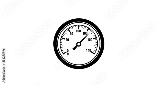 Stylized gauge icon showing pressure levels with modern design aesthetic symbol